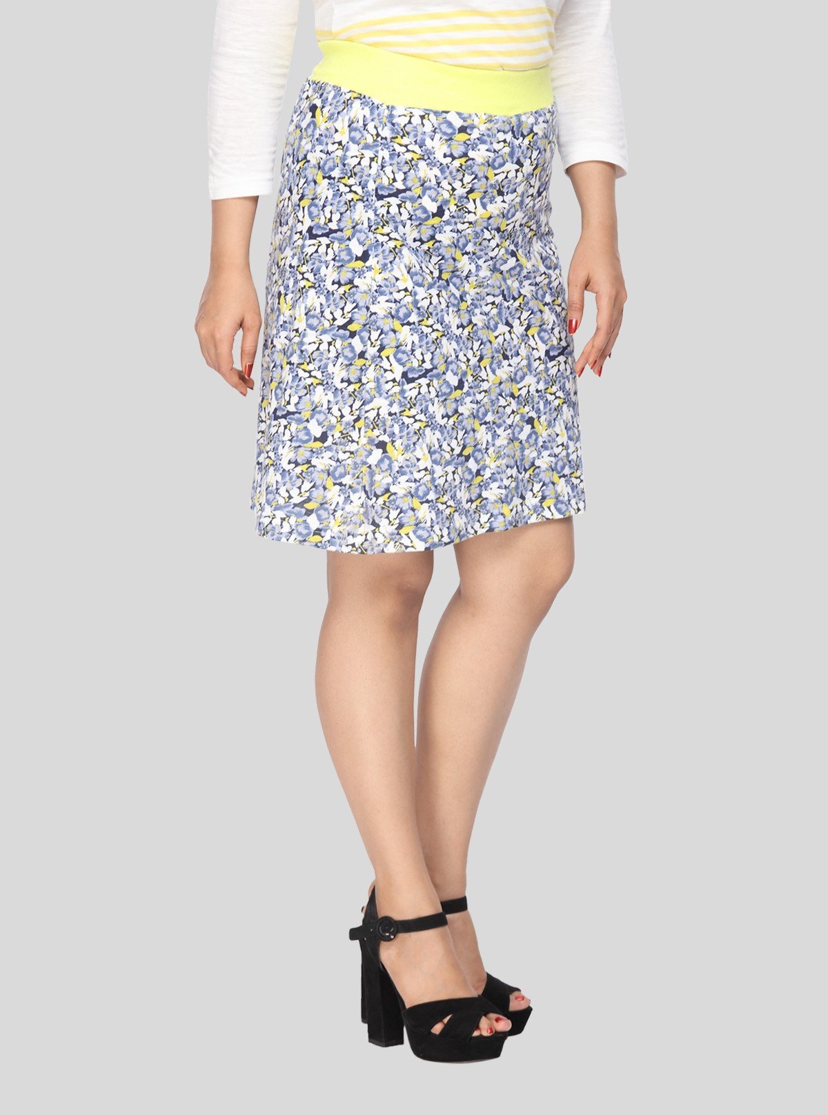 Women's Yellow Floral Cotton Jersey Skirt with Waist Band – Breezy & Bold - Boer and Fitch