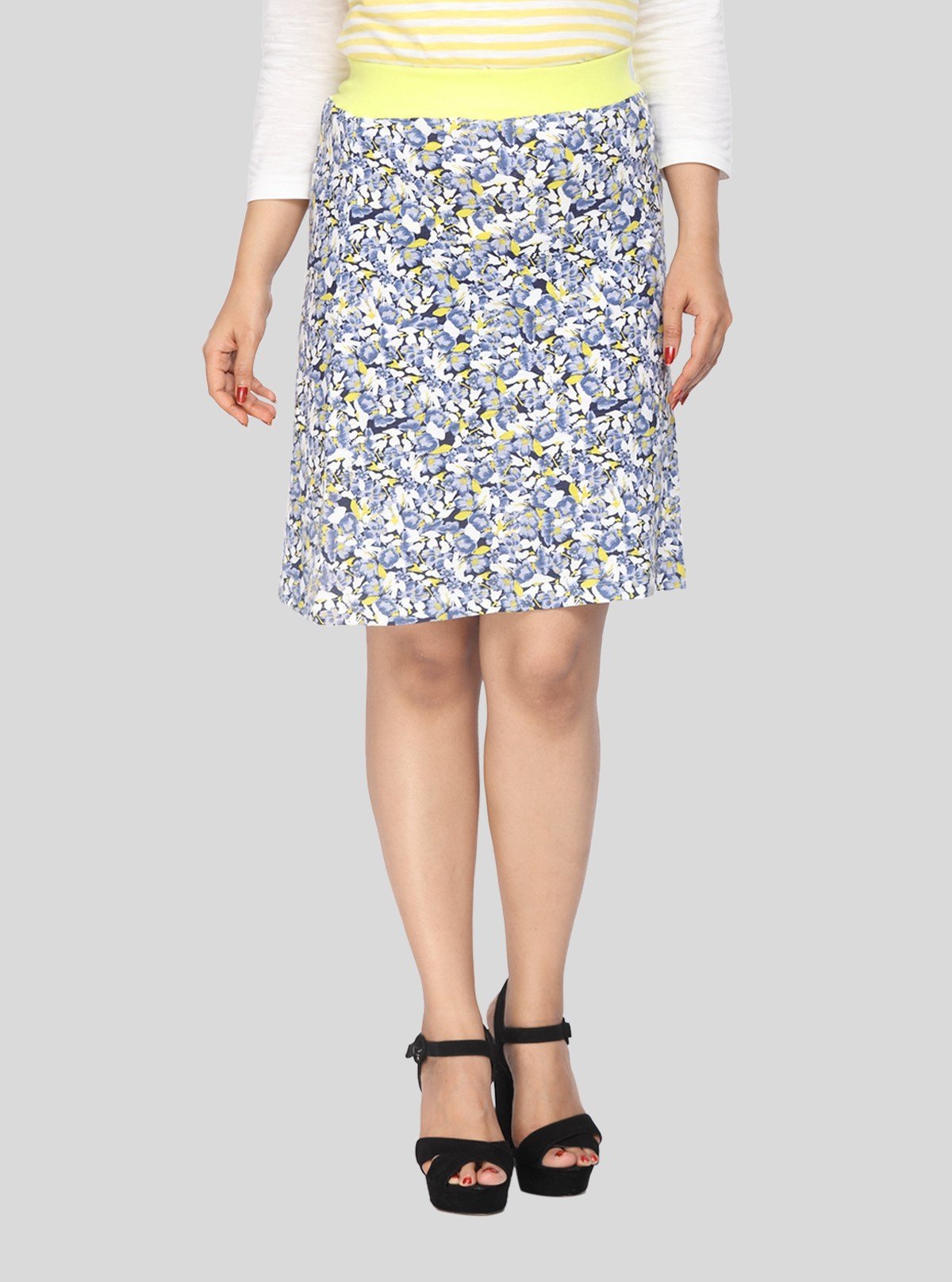 Women's Yellow Floral Cotton Jersey Skirt with Waist Band – Breezy & Bold - Boer and Fitch
