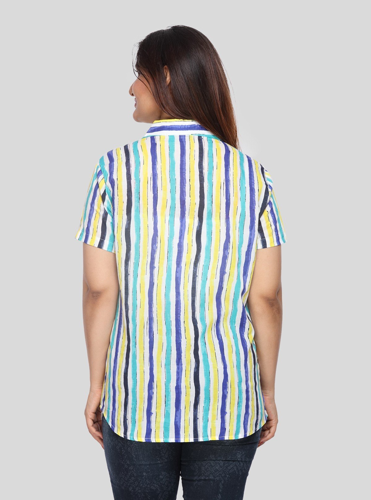 Women's Yellow Vertical Stripe Short Sleeve Shirt – Boer and Fitch - Boer and Fitch
