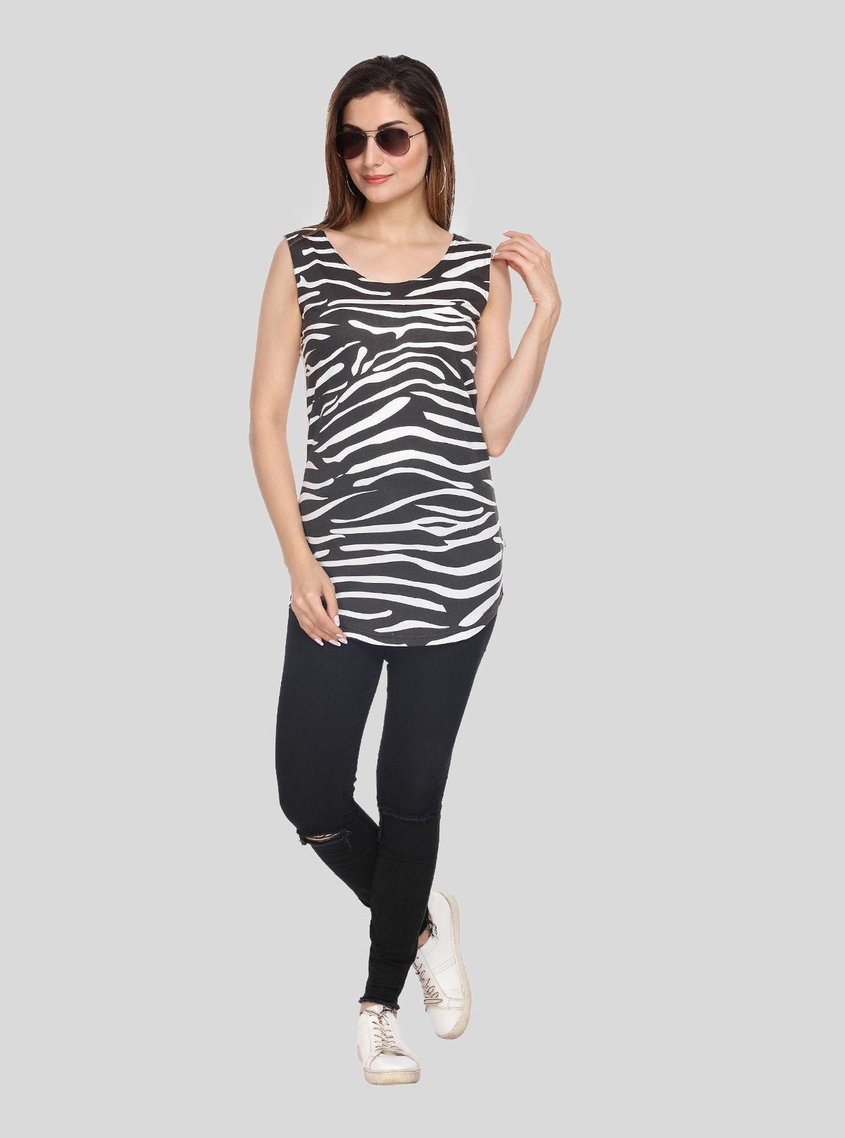 Women’s Zebra Artistic Graphic Print Cotton Top – Boer and Fitch - Boer and Fitch