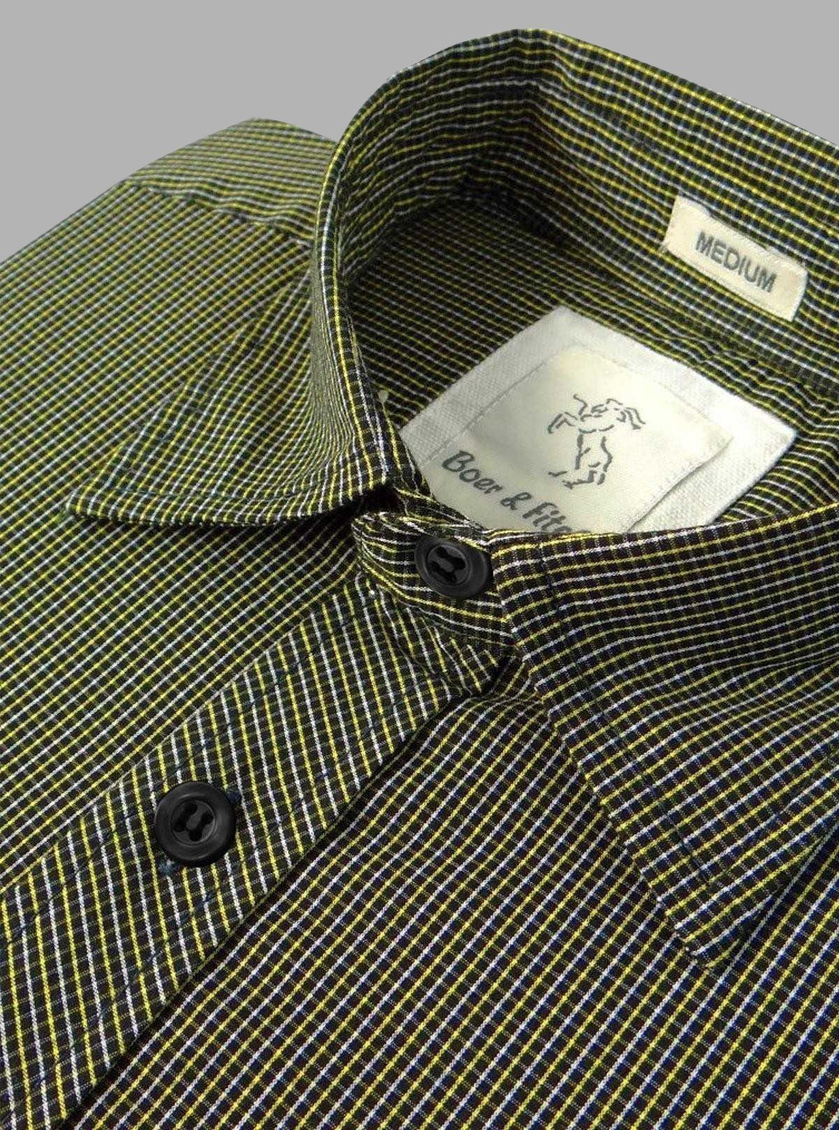 Yellow Checked Slim Fit Full Sleeve Shirt for Men – Casual & Smart by Boer and Fitch - Boer and Fitch