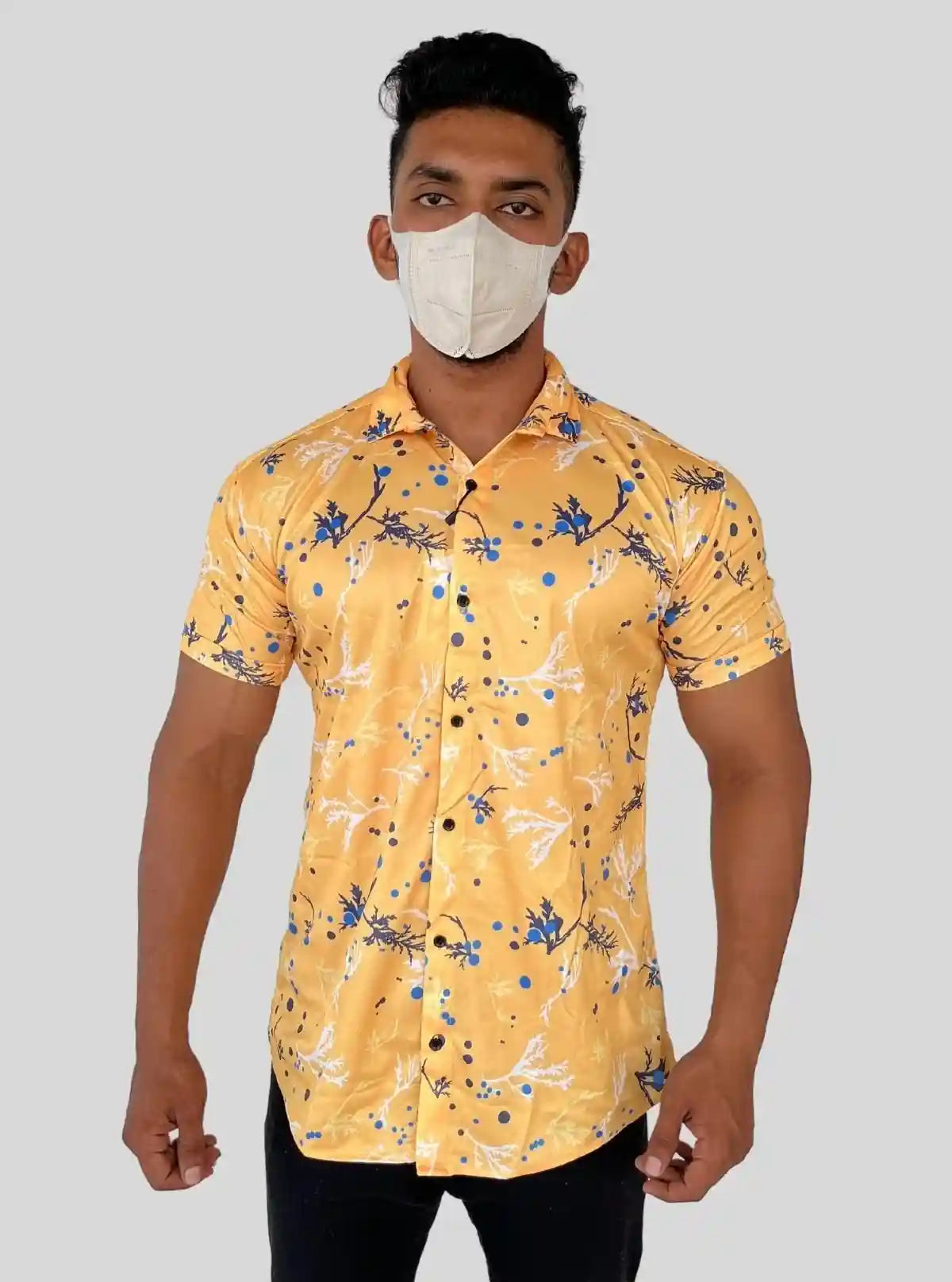 Men’s Yellow Classic Printed Poly Shirt – Lightweight Statement Wear by Boer & Fitch | Buy Online at  Boer and Fitch
