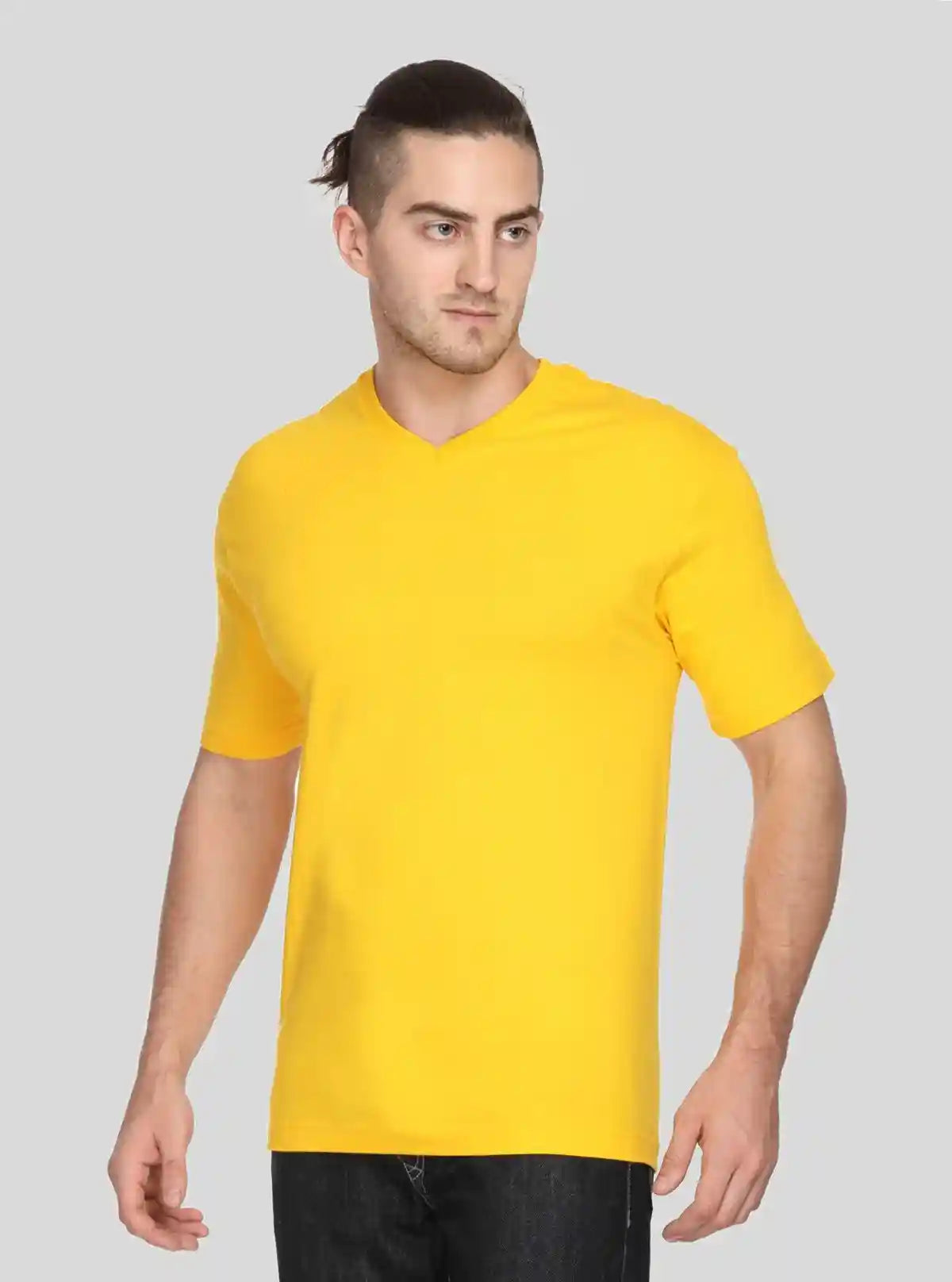 Men’s Yellow V-Neck T-Shirt – Bright & Comfortable | Boer & Fitch | Buy Online at  Boer and Fitch