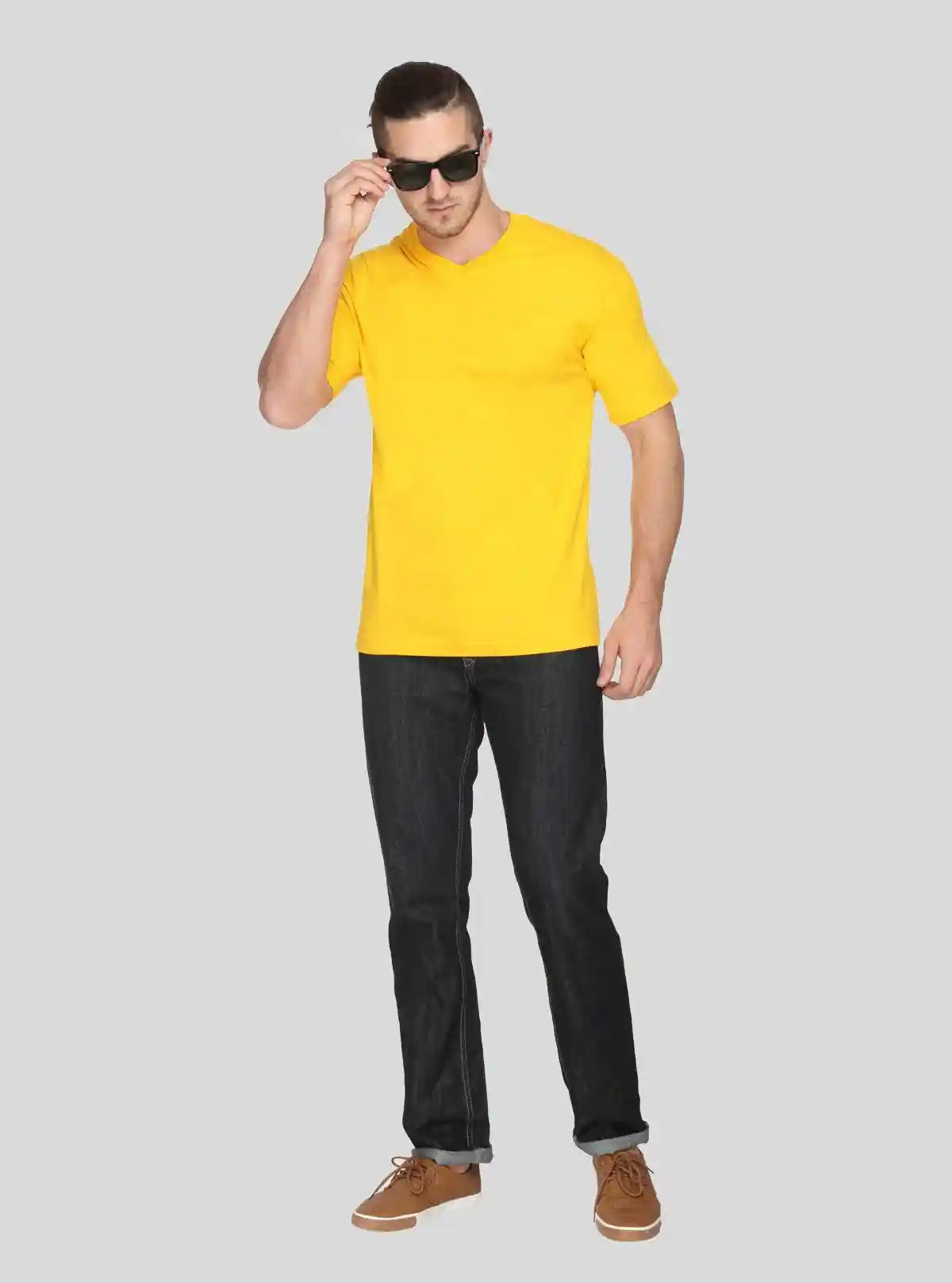 Men’s Yellow V-Neck T-Shirt – Bright & Comfortable | Boer & Fitch | Buy Online at  Boer and Fitch