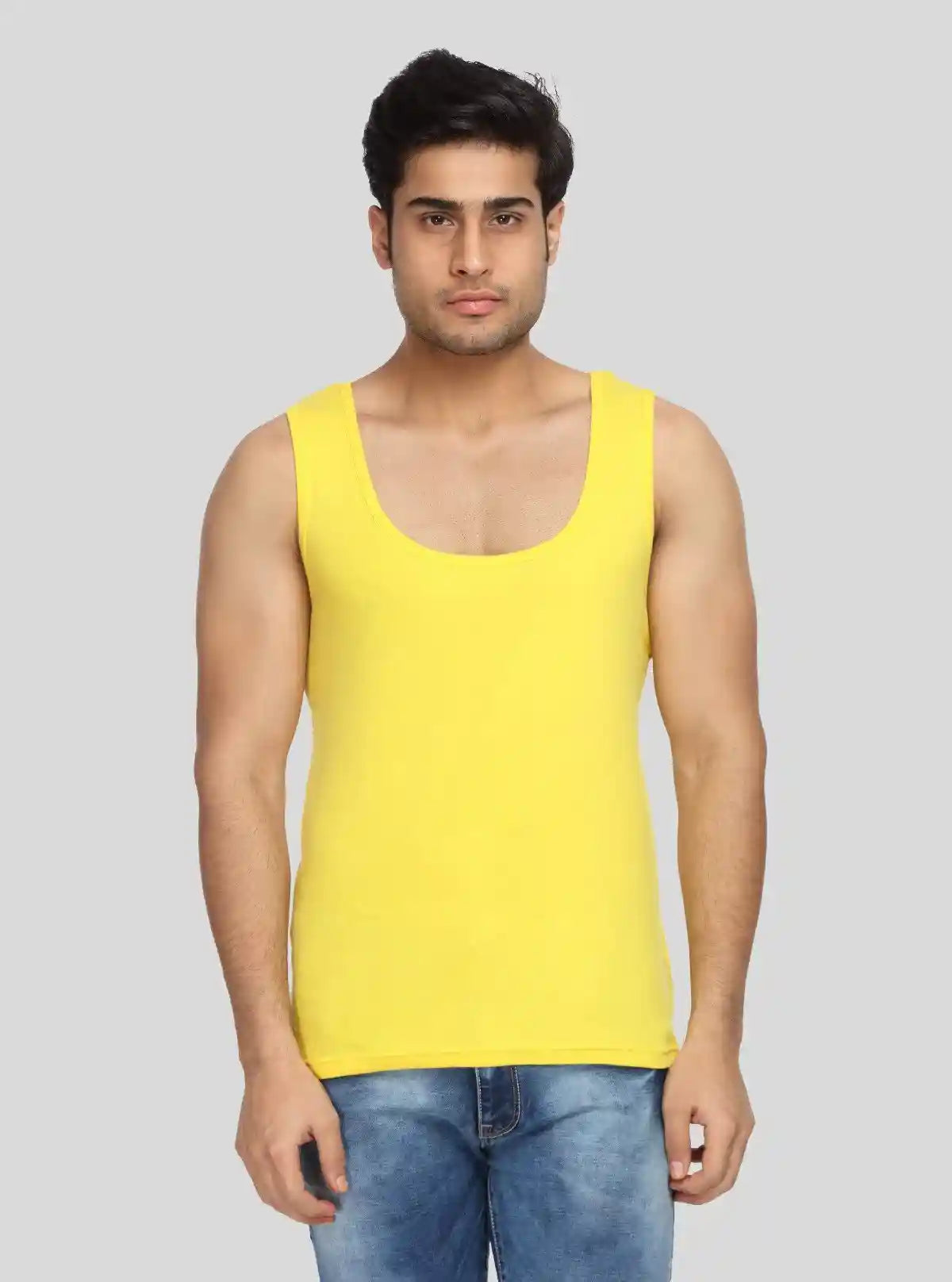 Men’s Yellow Cotton U Neck Vest – Soft, Stylish Daily Innerwear | Buy Online at  Boer and Fitch
