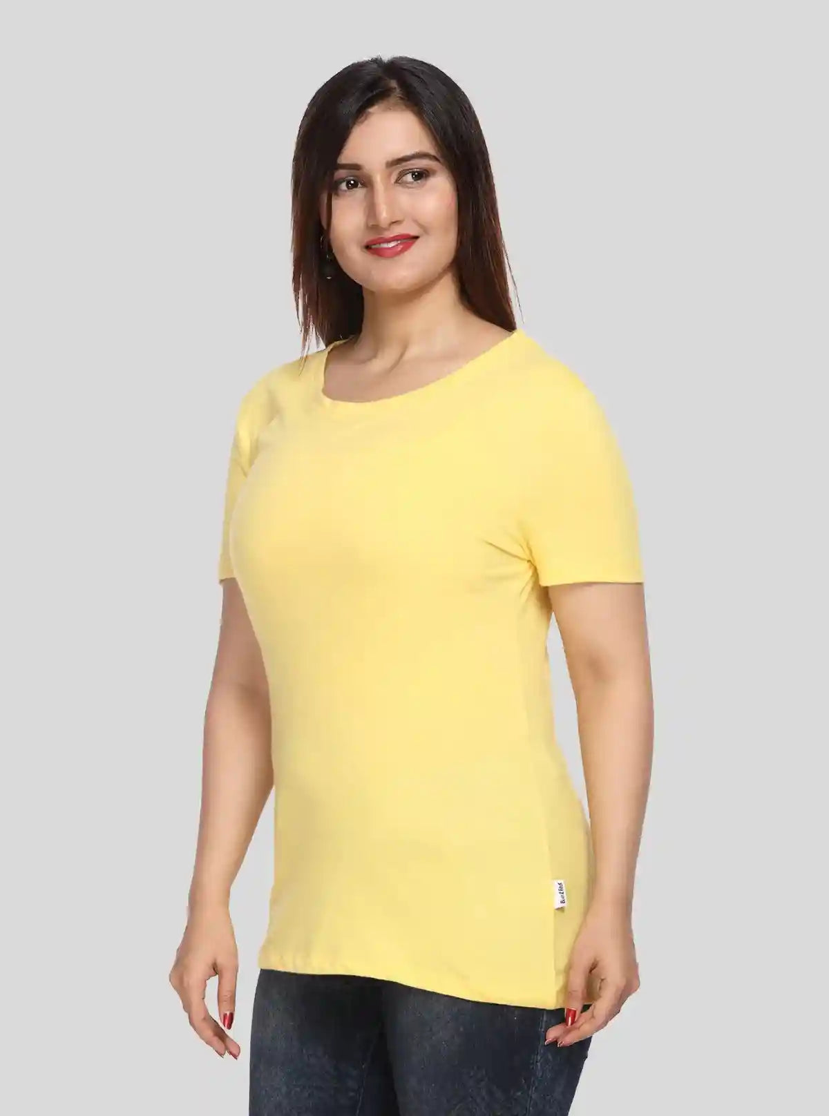 Women's Light Yellow Crew Neck Cotton Jersey Short Sleeve T-Shirt by Boer and Fitch | Buy Online at  Boer and Fitch
