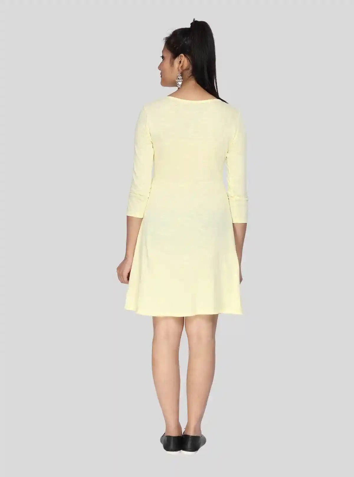 Women's Pastel Yellow Solid Cotton Dress in Feather Touch Fabric | Buy Online at  Boer and Fitch