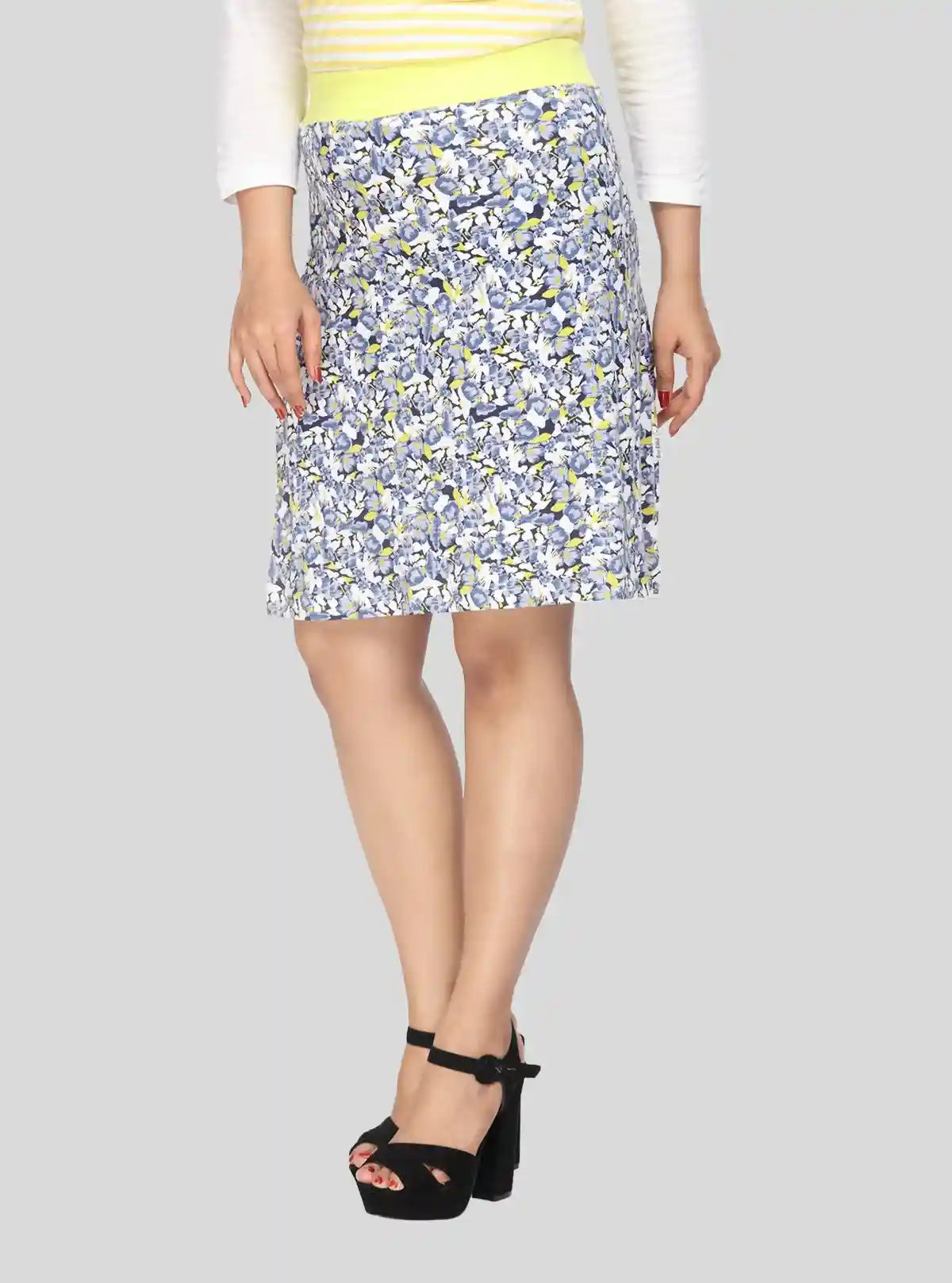 Women's Yellow Floral Cotton Jersey Skirt with Waist Band – Breezy & Bold | Buy Online at  Boer and Fitch