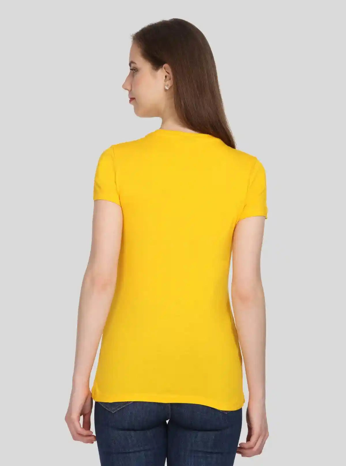 Women's Yellow V-Neck Short Sleeve T-Shirt – 100% Cotton Casual Wear | Buy Online at  Boer and Fitch